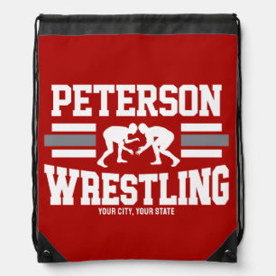 Wrestler ADD NAME School Athlete Wrestling Team Drawstring Bag