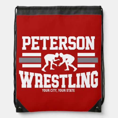 Wrestler ADD NAME School Athlete Wrestling Team Drawstring Bag
