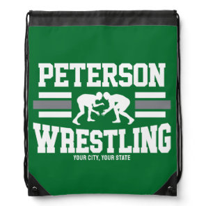 Wrestler ADD NAME School Athlete Wrestling Team Drawstring Bag