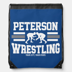 Wrestler ADD NAME School Athlete Wrestling Team Drawstring Bag
