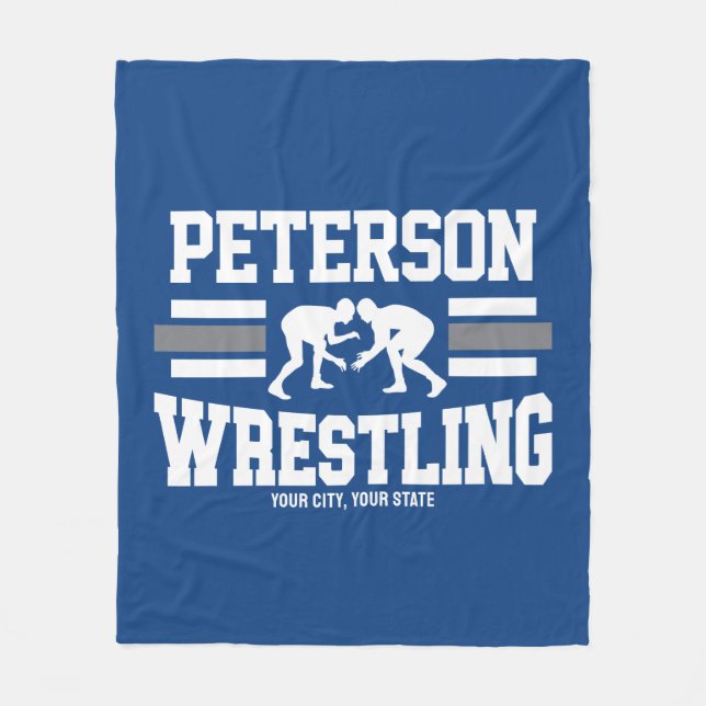 Wrestler ADD NAME School Athlete Wrestling Team Fleece Blanket (Front)
