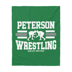 Wrestler ADD NAME School Athlete Wrestling Team Fleece Blanket