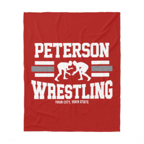 Wrestler ADD NAME School Athlete Wrestling Team  Fleece Blanket