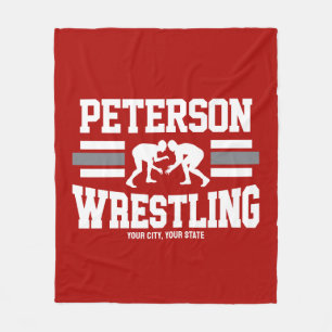 Wrestler ADD NAME School Athlete Wrestling Team Fleece Blanket