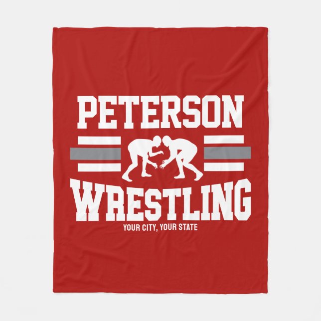 Wrestler ADD NAME School Athlete Wrestling Team  Fleece Blanket (Front)