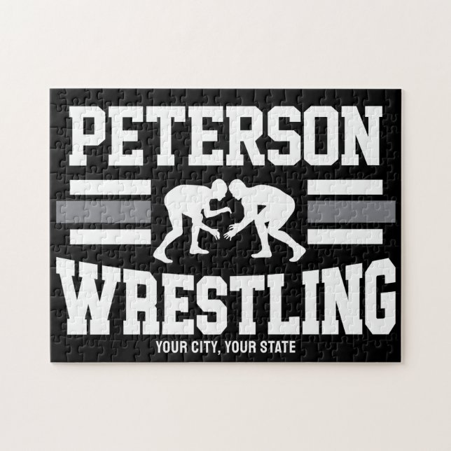 Wrestler ADD NAME School Athlete Wrestling Team  Jigsaw Puzzle (Horizontal)