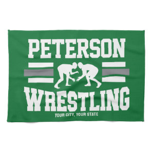 Wrestler ADD NAME School Athlete Wrestling Team   Kitchen Towel