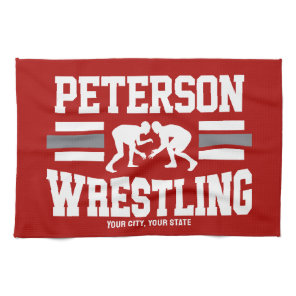Wrestler ADD NAME School Athlete Wrestling Team Kitchen Towel