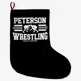 Wrestler ADD NAME School Athlete Wrestling Team Large Christmas Stocking