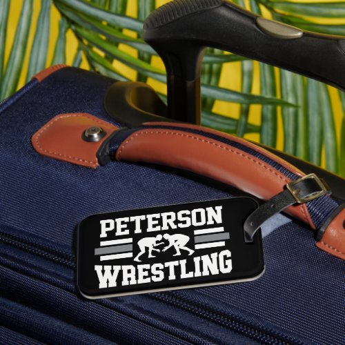 Wrestler ADD NAME School Athlete Wrestling Team  Luggage Tag
