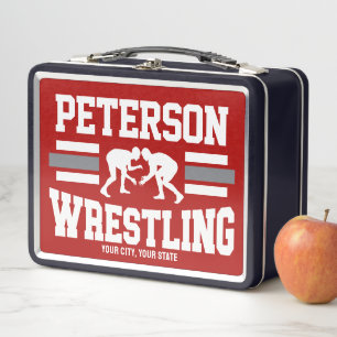 Wrestler ADD NAME School Athlete Wrestling Team    Metal Lunch Box