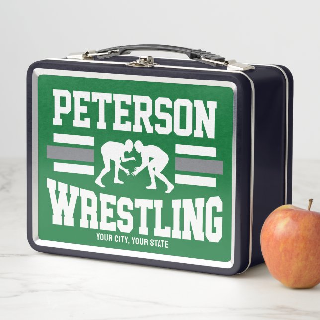Wrestler ADD NAME School Athlete Wrestling Team   Metal Lunch Box (In Situ)