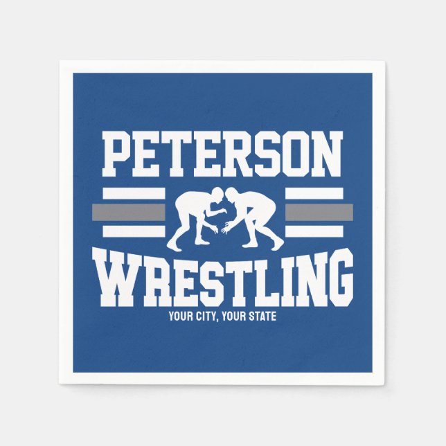Wrestler ADD NAME School Athlete Wrestling Team  Napkins (Front)