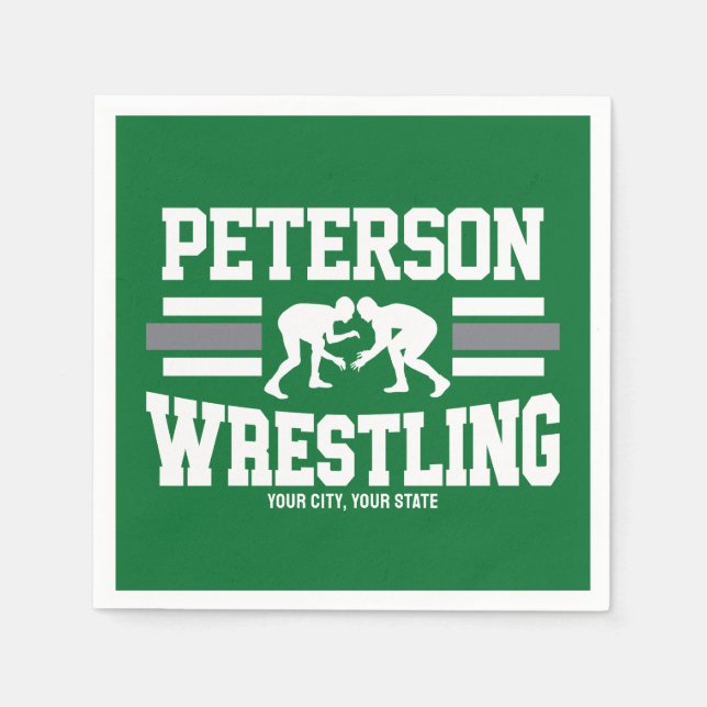 Wrestler ADD NAME School Athlete Wrestling Team Napkins (Front)