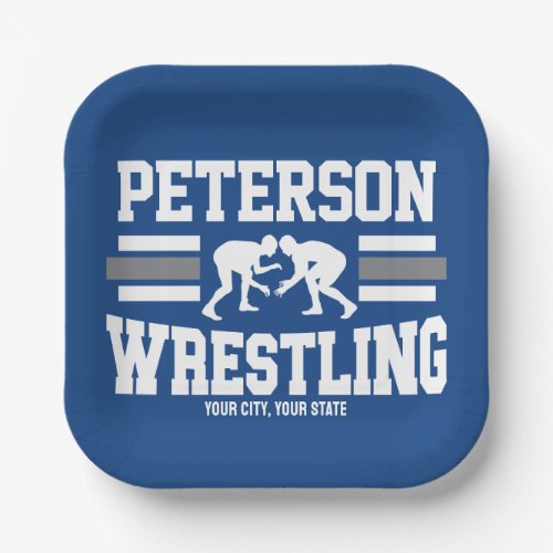 Wrestler ADD NAME School Athlete Wrestling Team Paper Plates