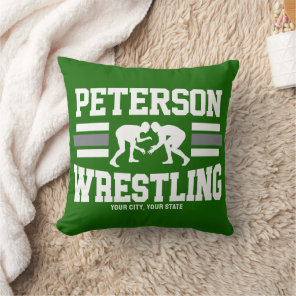Wrestler ADD NAME School Athlete Wrestling Team Throw Pillow