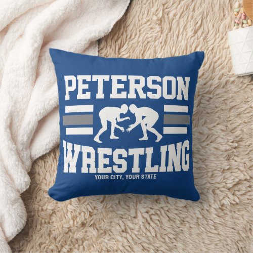 Wrestler ADD NAME School Athlete Wrestling Team  Throw Pillow