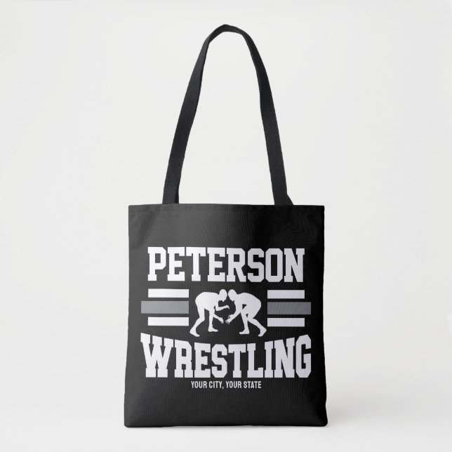 Wrestler ADD NAME School Athlete Wrestling Team  Tote Bag (Front)