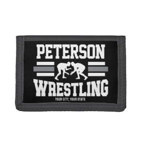 Wrestler ADD NAME School Athlete Wrestling Team Tri-fold Wallet
