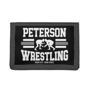 Wrestler ADD NAME School Athlete Wrestling Team Tri-fold Wallet