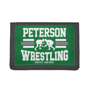 Wrestler ADD NAME School Athlete Wrestling Team Tri-fold Wallet