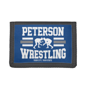 Wrestler ADD NAME School Athlete Wrestling Team Tri-fold Wallet