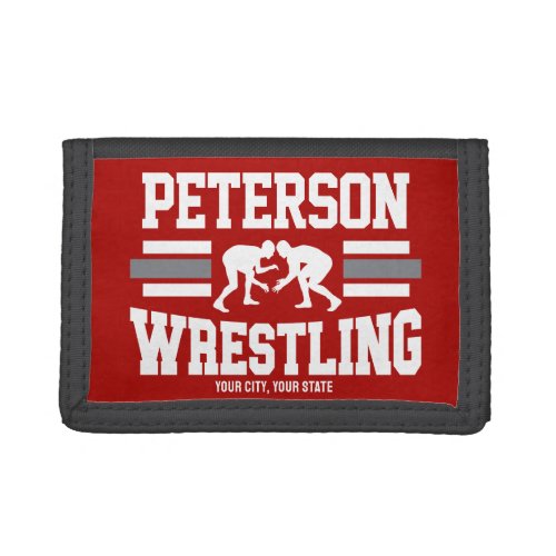 Wrestler ADD NAME School Athlete Wrestling Team Trifold Wallet