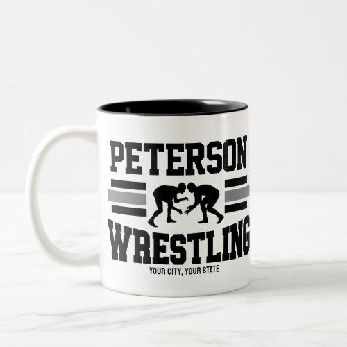 Wrestler ADD NAME School Athlete Wrestling Team  Two_Tone Coffee Mug