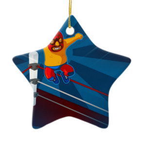 wrestler ceramic ornament