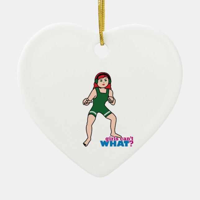 Wrestler - Light/Red Ceramic Ornament (Front)