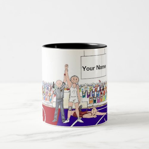 Wrestler _ male  keychain Two_Tone coffee mug