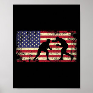 Wrestler Wrestling American Flag 4th Of July Gift  Poster