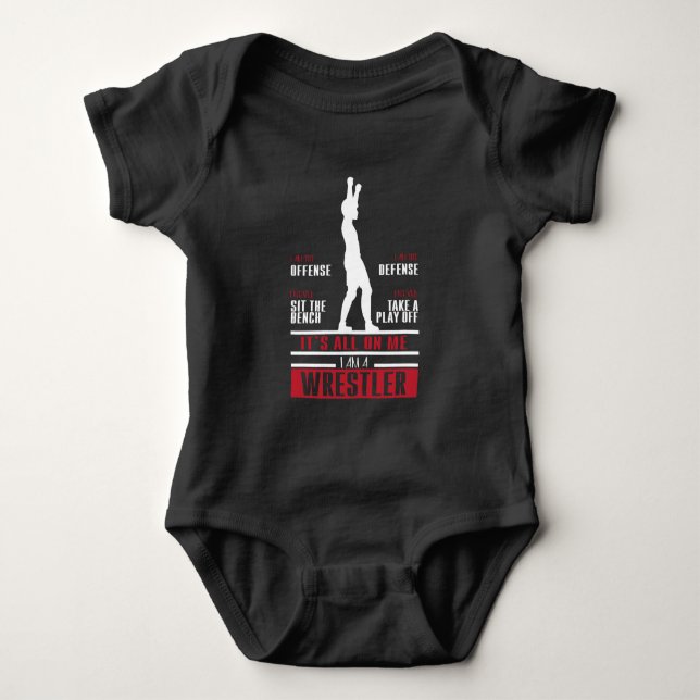 Wrestler Wrestling Cute Gift For Wrestler Baby Bodysuit (Front)