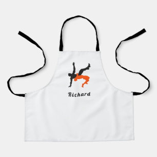 Wrestler Wrestling Silhouettes Sport Custom Name Apron