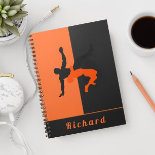 Wrestler Wrestling Silhouettes Sport Custom Name Notebook