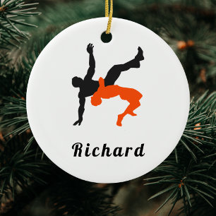 Wrestler Wrestling Theme Custom Name Personalized Ceramic Ornament