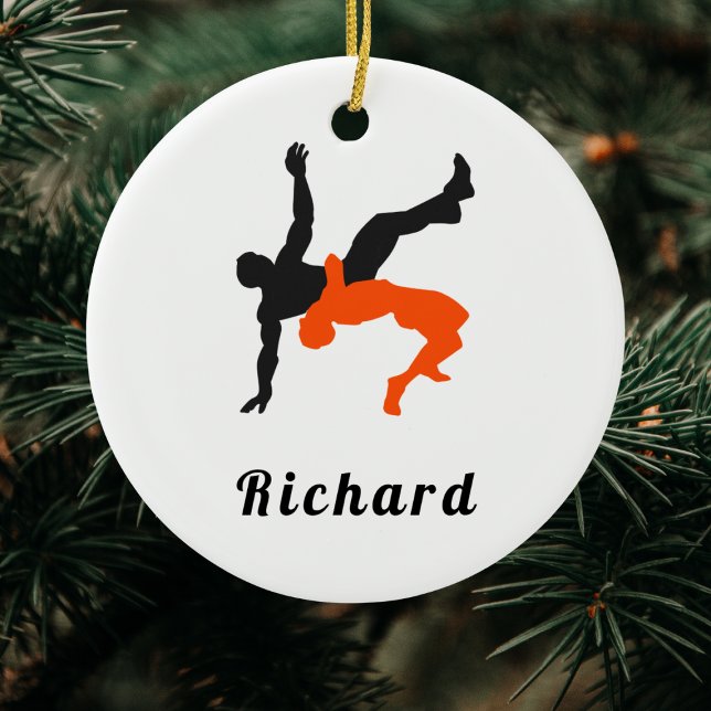 Wrestler Wrestling Theme Custom Name Personalized Ceramic Ornament (Creator Uploaded)