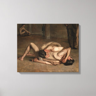 Wrestlers (by Thomas Eakins) Canvas Print