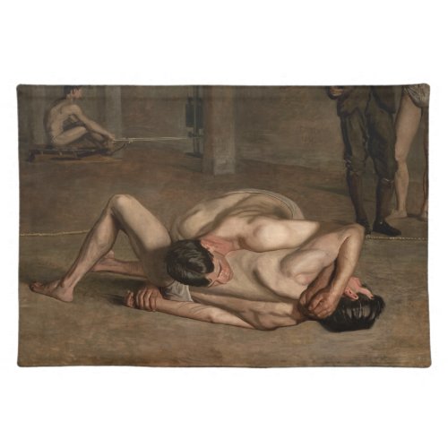 Wrestlers by Thomas Eakins Cloth Placemat