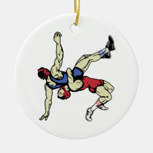 WRESTLERS CERAMIC ORNAMENT