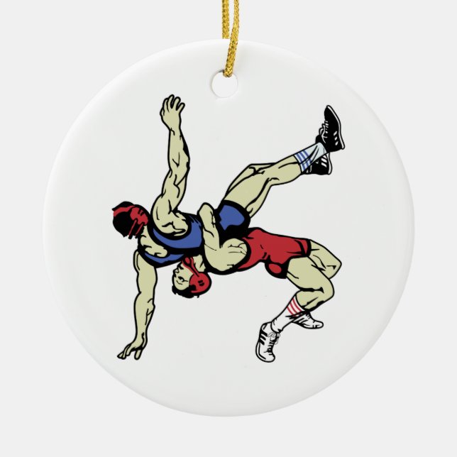 WRESTLERS CERAMIC ORNAMENT (Front)