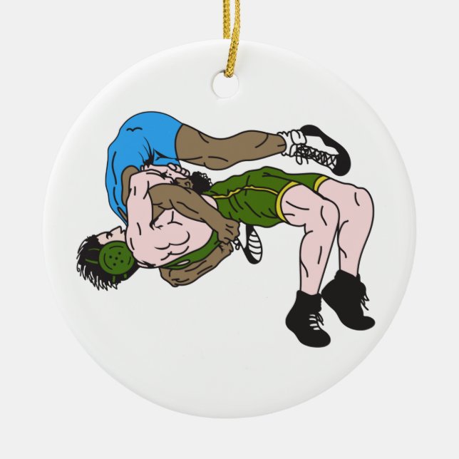 Wrestlers Ceramic Ornament (Front)
