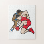 Wrestlers Jigsaw Puzzle<br><div class="desc">Two wrestlers grapple in this bright colored and action packed wrestling design! Great for wrestlers,  wrestling fans and coaches!</div>
