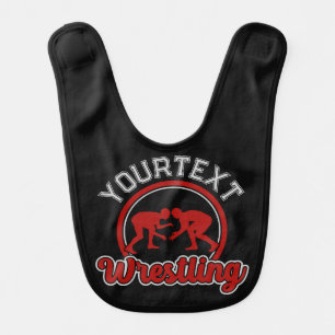 Wrestling ADD NAME Grapple Champion Team Player Baby Bib