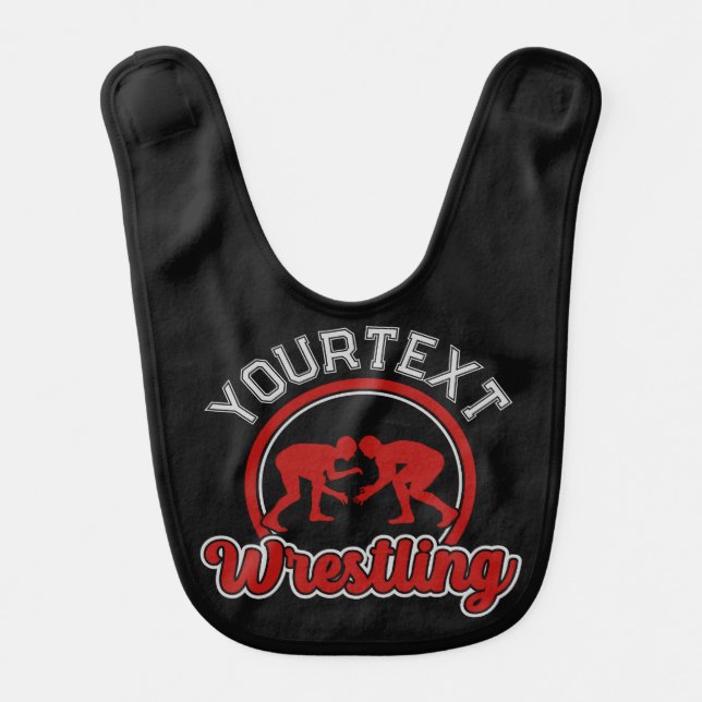  Wrestling ADD NAME Grapple Champion Team Player Baby Bib (Front)