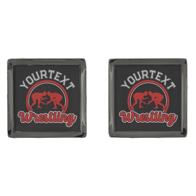  Wrestling ADD NAME Grapple Champion Team Player Cufflinks (Front)