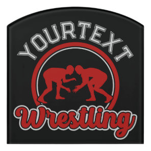 Wrestling ADD NAME Grapple Champion Team Player  Door Sign