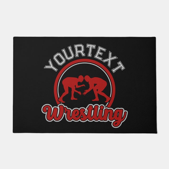  Wrestling ADD NAME Grapple Champion Team Player  Doormat (Front)