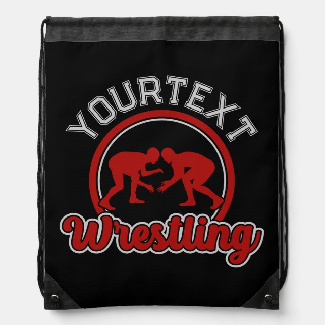  Wrestling ADD NAME Grapple Champion Team Player  Drawstring Bag (Front)