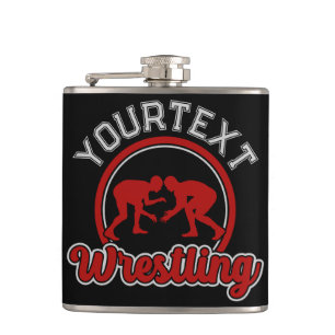 Wrestling ADD NAME Grapple Champion Team Player Flask